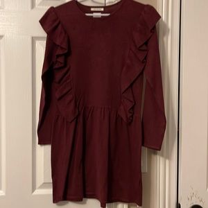 Zara Kids Burgundy Ruffle Dress